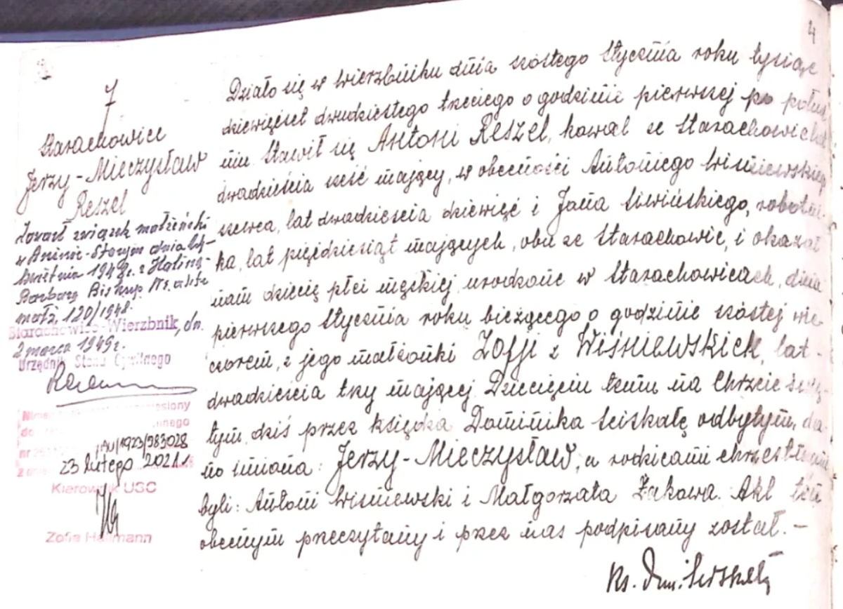 Ojciec - akt urodzenia